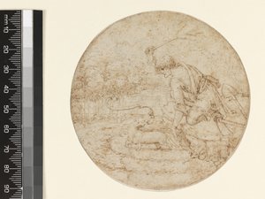純度の象徴としてのアーミン、c.1494（紙の上の黒の上にペンと茶色のインク）